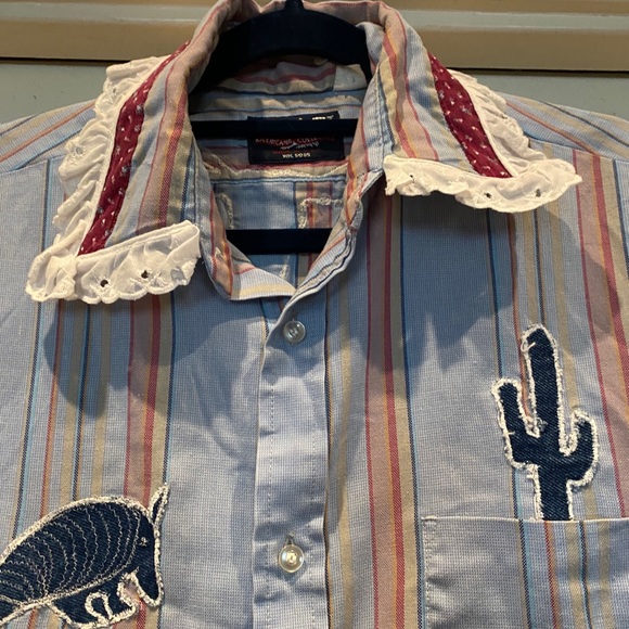 Vintage American Collection Blue Shirt Texas Patch - Picture 4 of 5